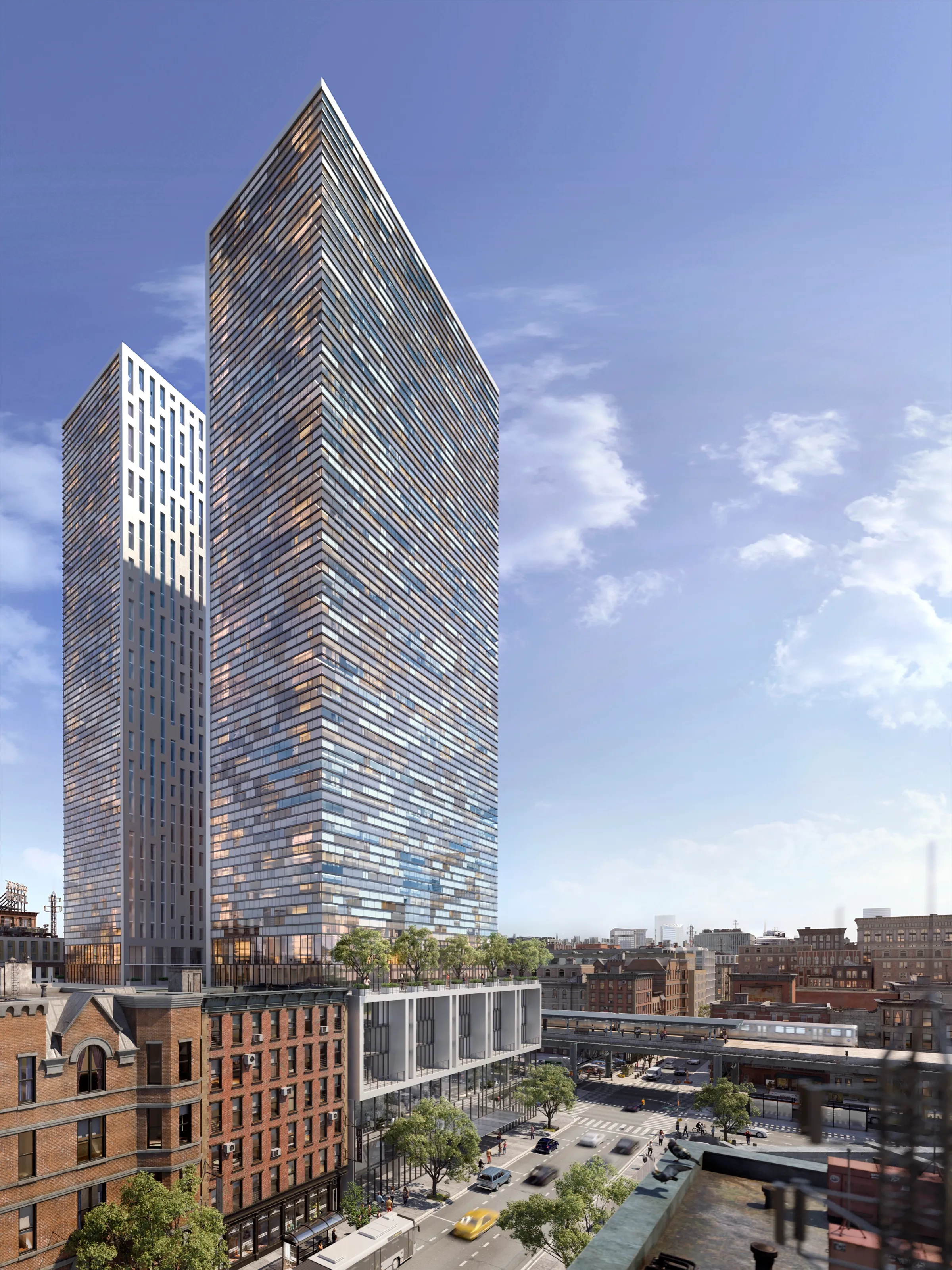 Exterior 3D rendering for investor pitch of Harlem Towers development in Brooklyn, New York
