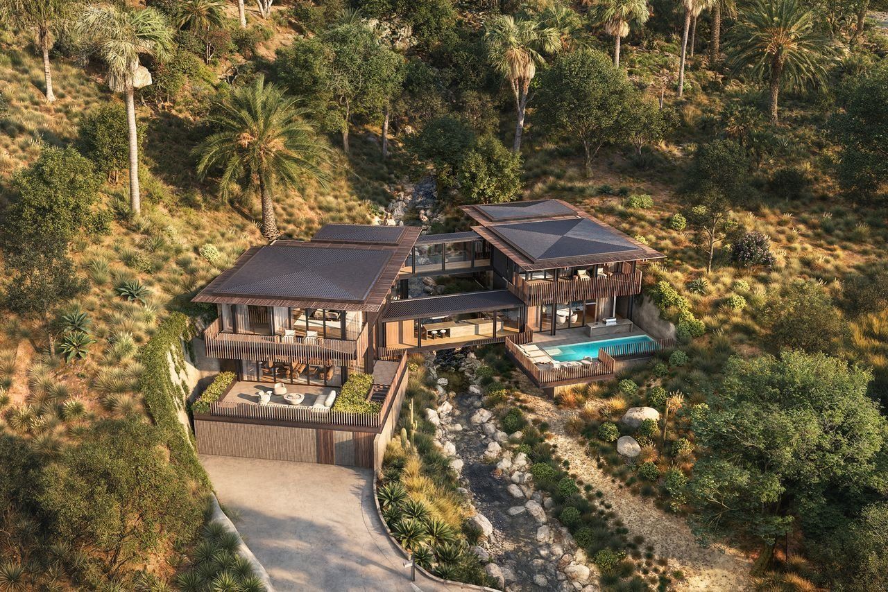 3d aerial rendering luxury house carrizo califonia