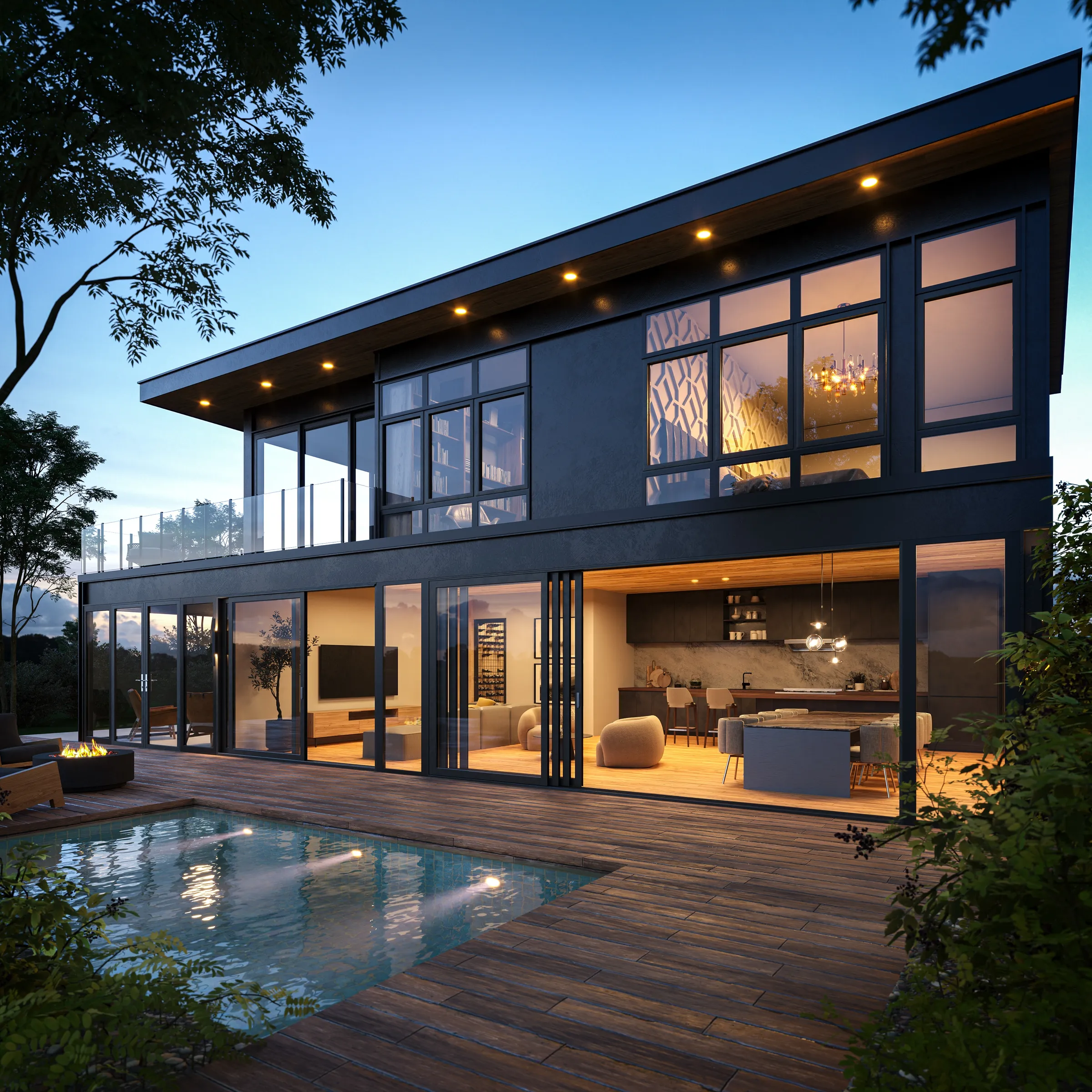 Modern house exterior rendering