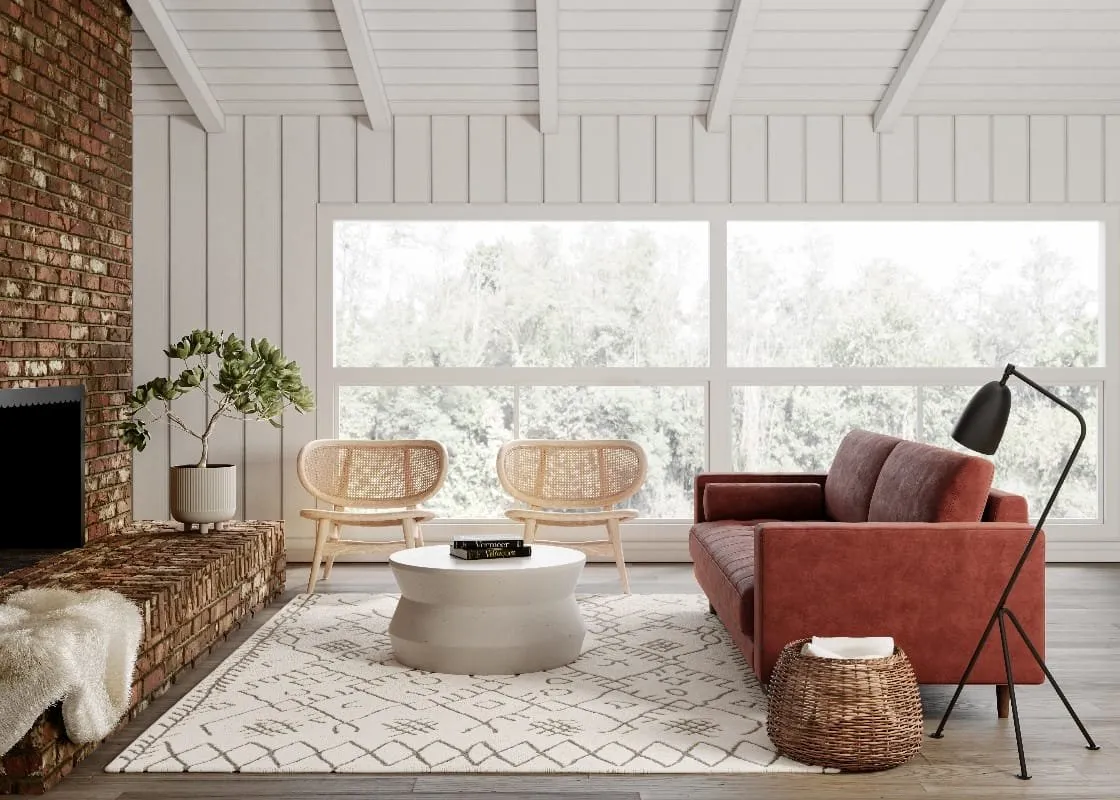 3D furniture rendering of a sofa in a living room