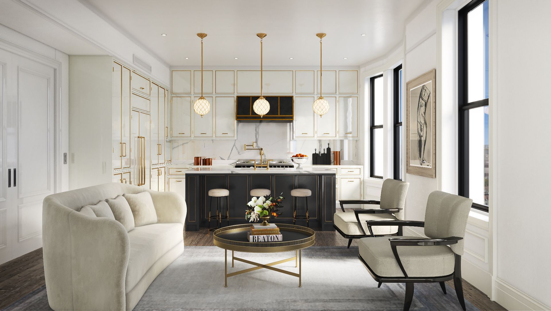 Haddon Hall, 29 Commonwealth, Boston, kitchen rendering