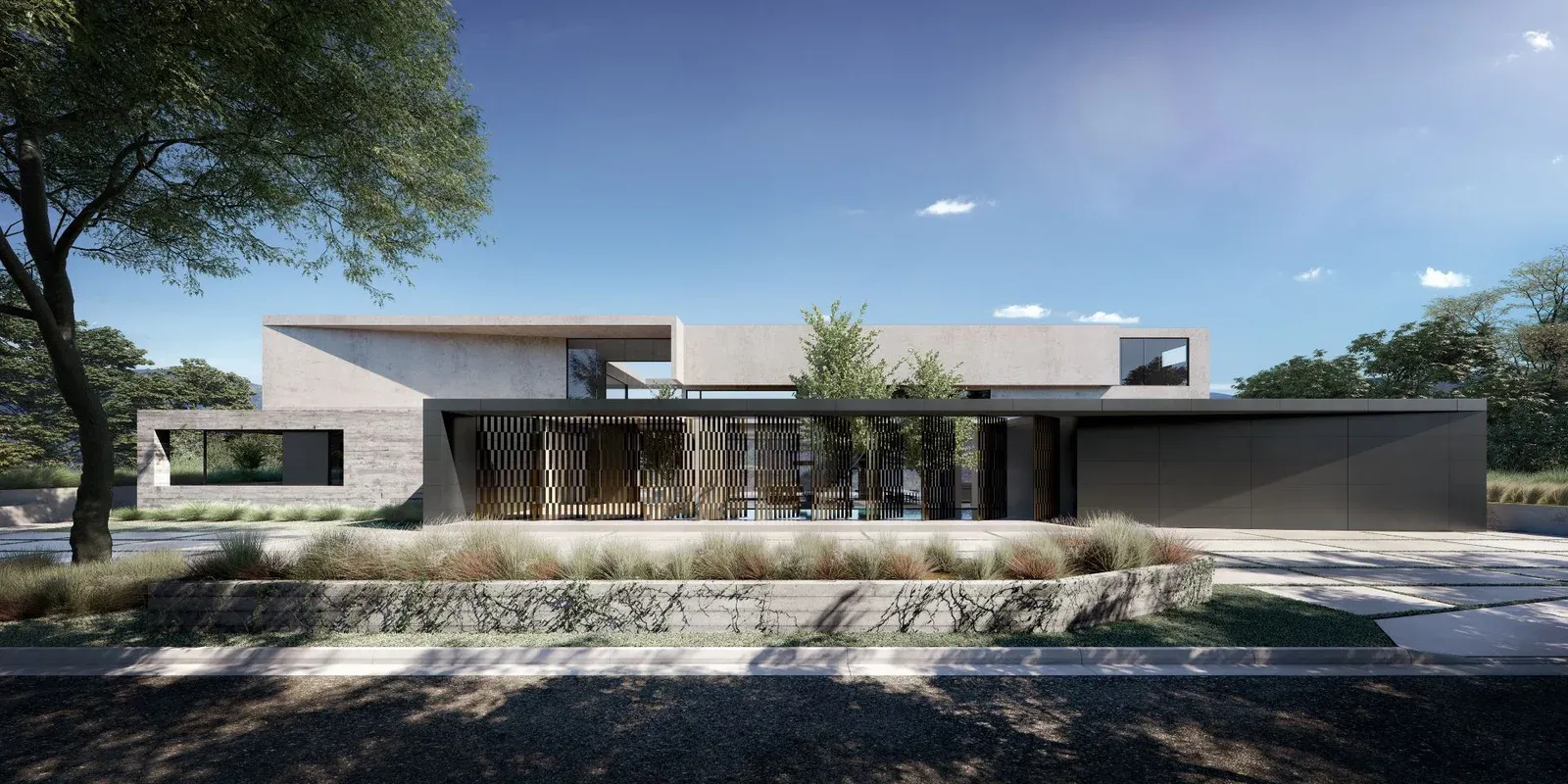 Luxury home exterior 3D rendering Los Angeles
