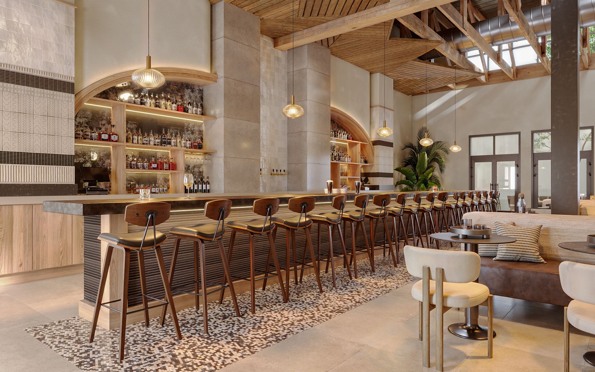 3D interior rendering of the American Bites restaurant in San Francisco