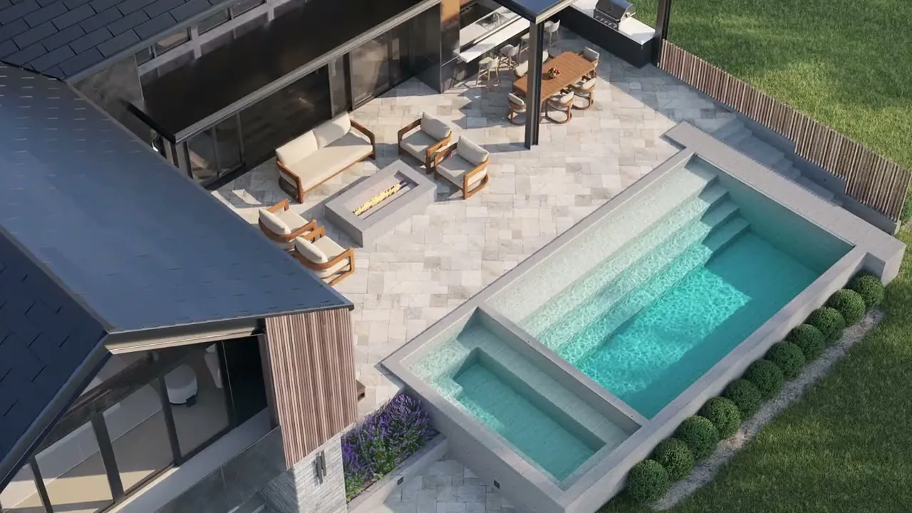 Animation of a luxury mountain estate at Clear Creek Tahoe, Nevada