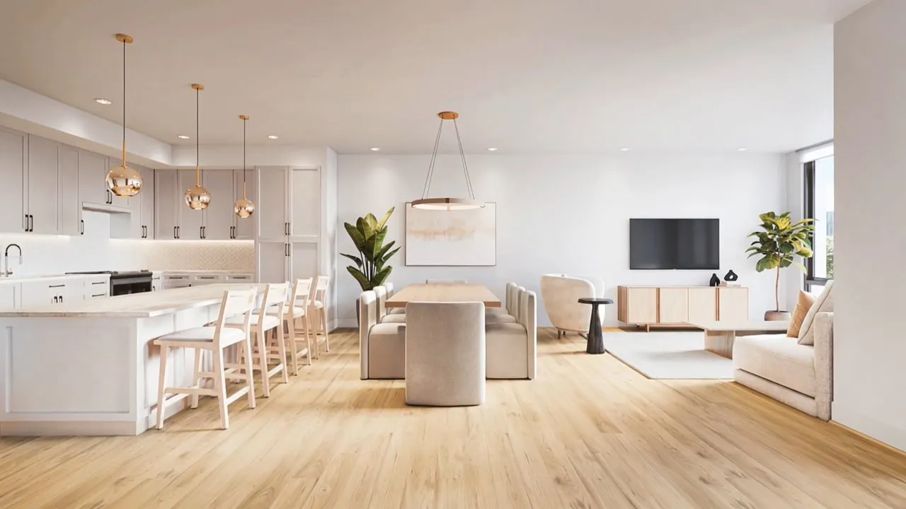 Still from the SoLa Michigan City marketing animation, which moves through the interiors of the lakefront community in Michigan City, Indiana, animated by NoTriangle Studio.