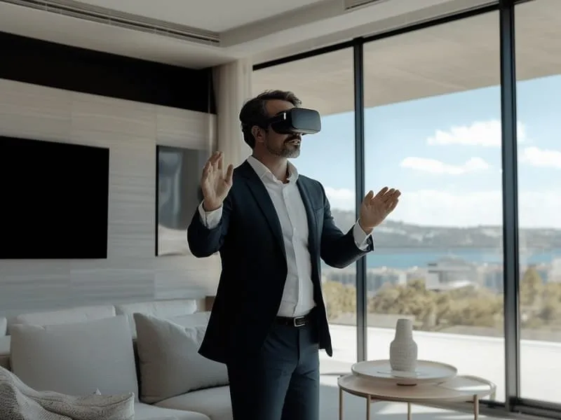 A buyer exploring a property remotely through a virtual tour
