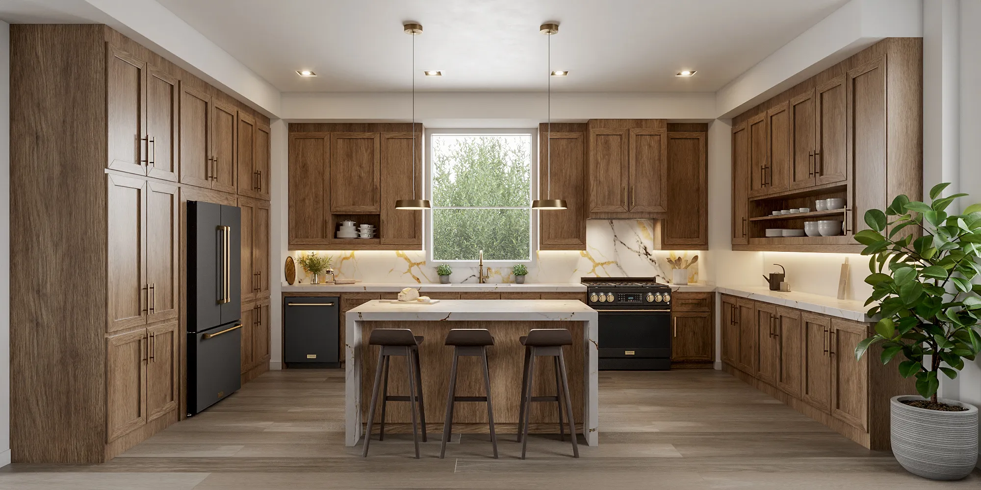 3D lifestyle rendering of the Thor Kitchen GR collection in a white kitchen
