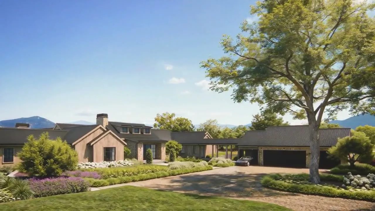 Still from the Napa Valley Estate film: an estate among the vineyards of St. Helena, California, animated by NoTriangle Studio.