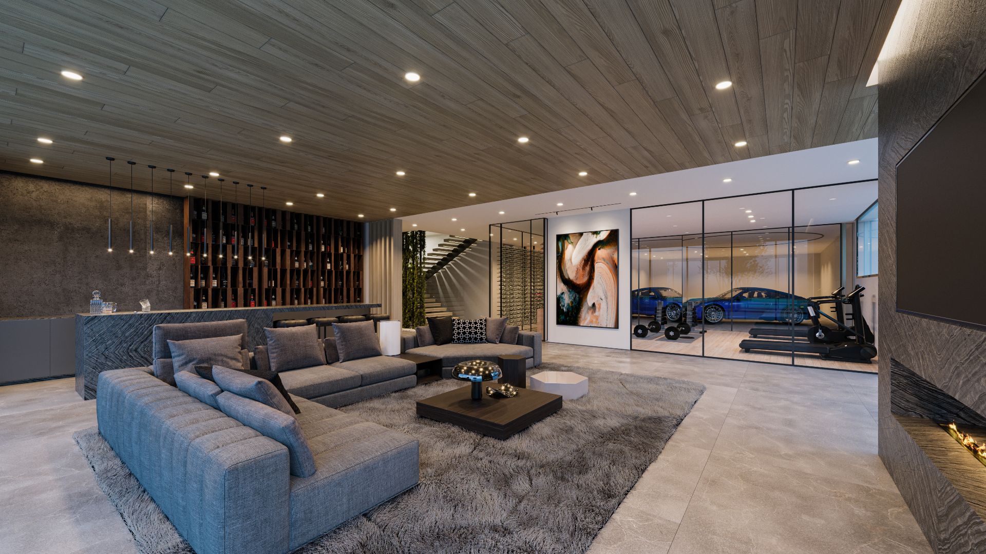 Casale Road residence, Los Angeles, interior rendering
