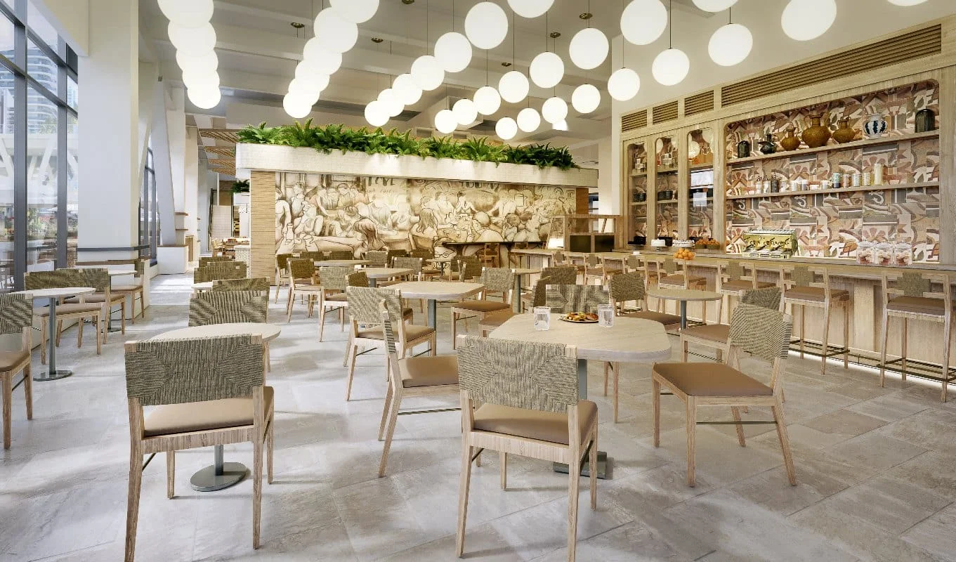 3D rendering of a restaurant in La Centrale