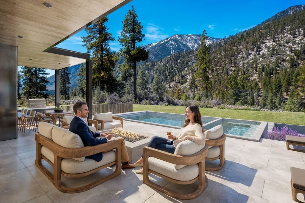 3D rendering of the Clear Creek residence pool, Lake Tahoe