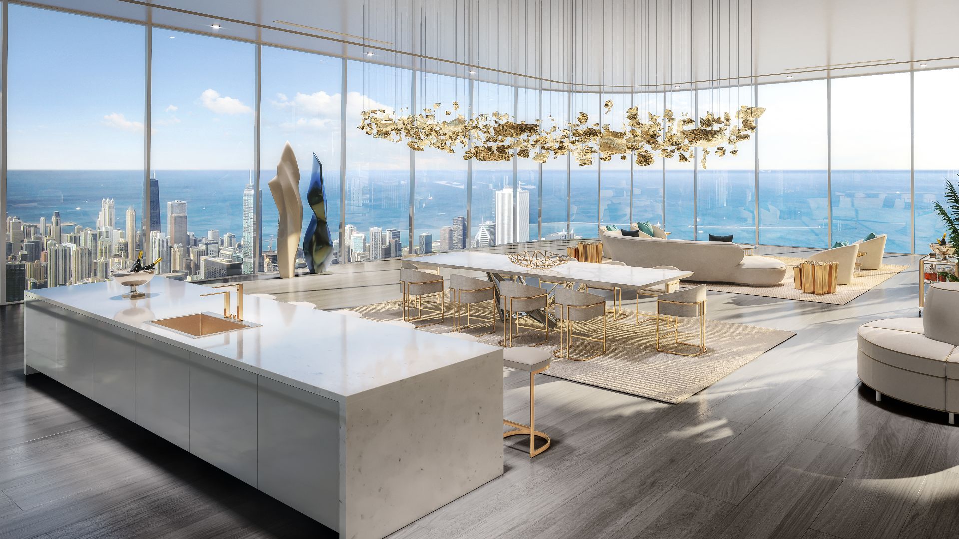 Luxury living room, Madison Avenue, interior rendering