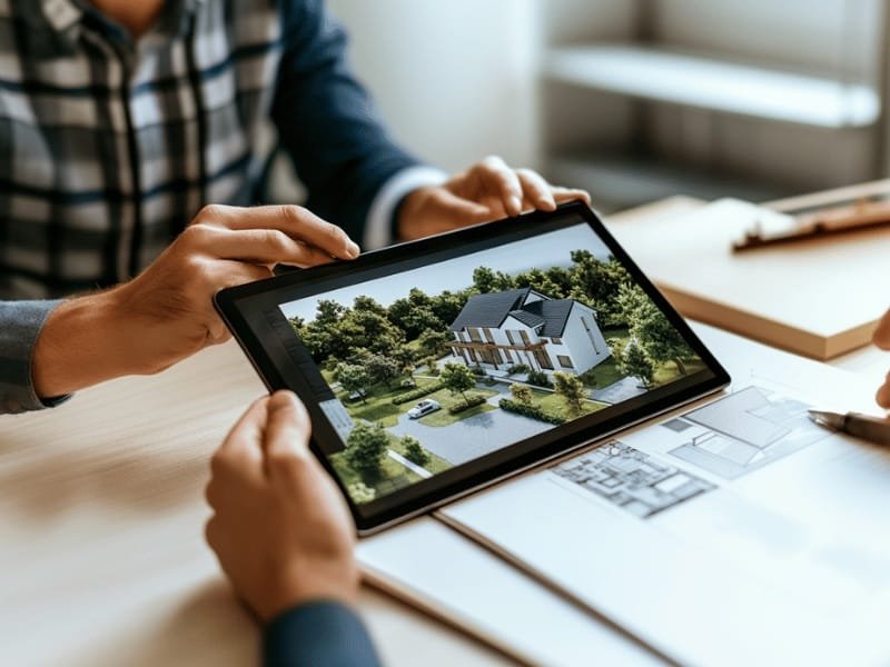 Home buyers exploring a navigable virtual property tour