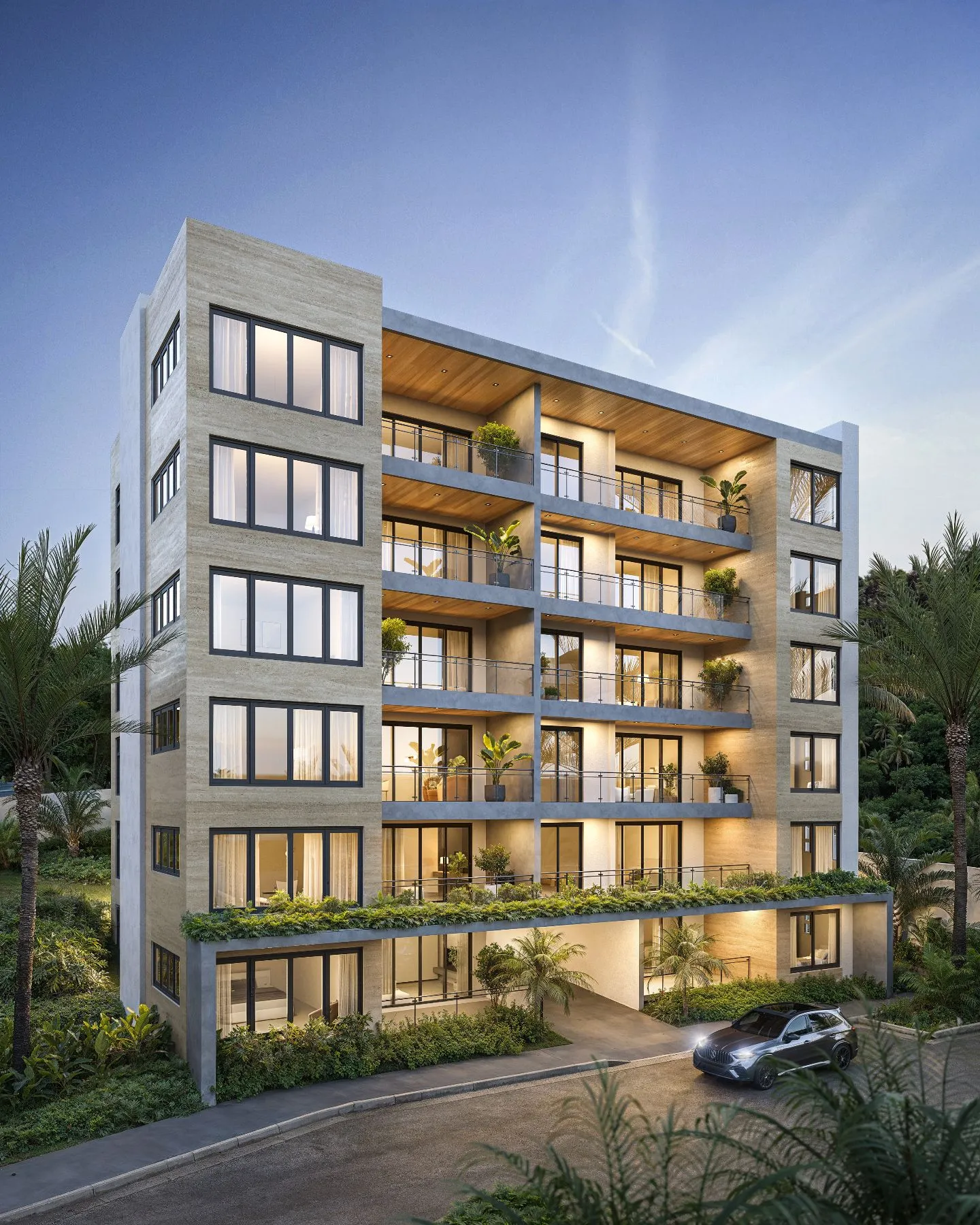 The Elysian exterior rendering, hero angle