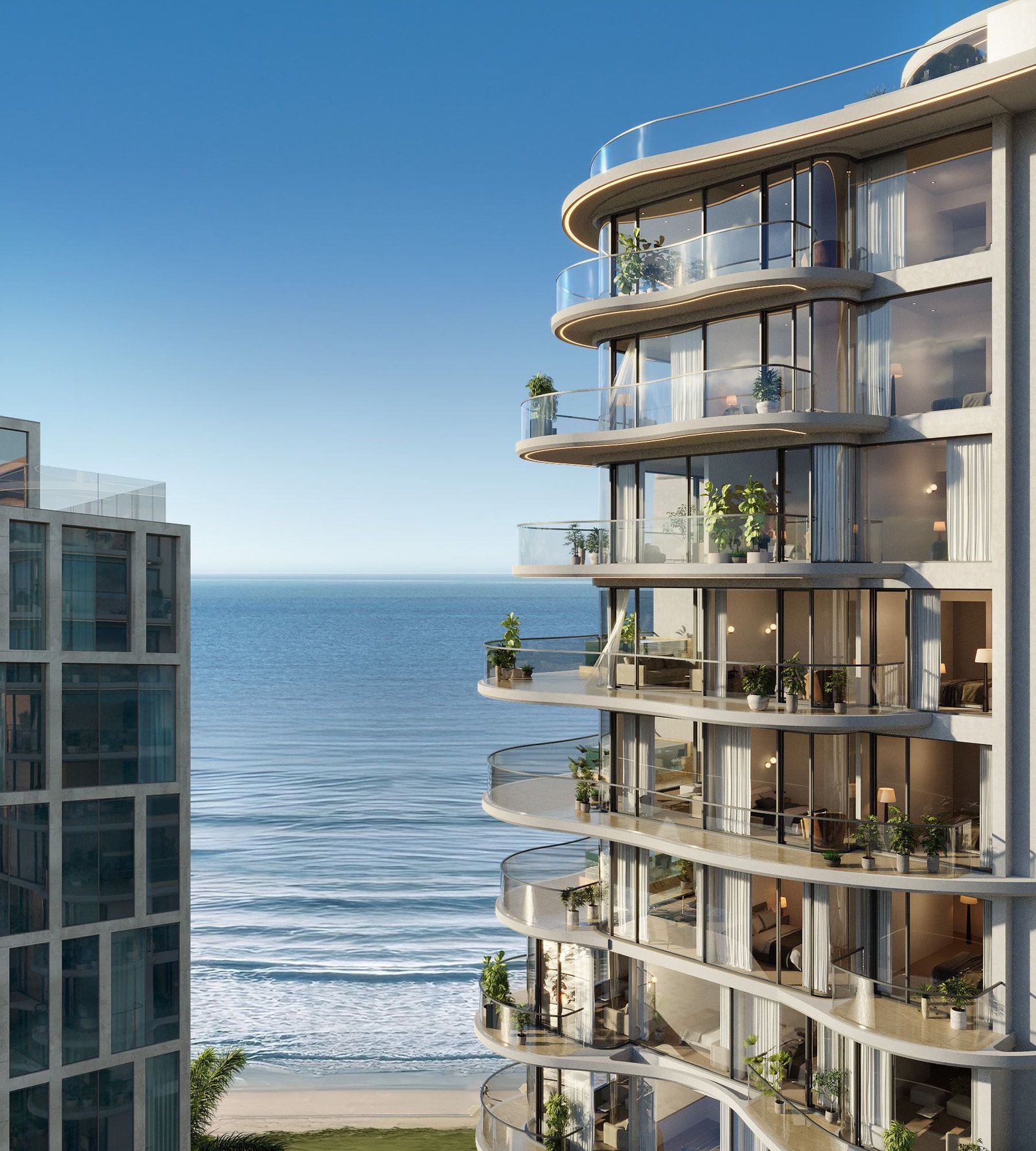 3D architectural rendering of luxury condos at Sankari Place in Dubai, created for pre-selling residential units