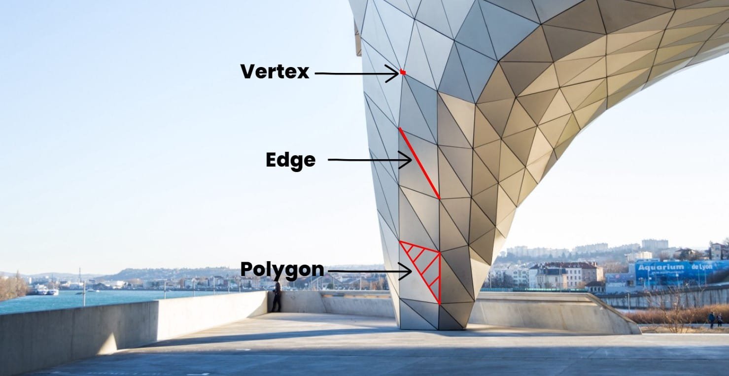 basic of 3d model showing; vertex, edge and polygon