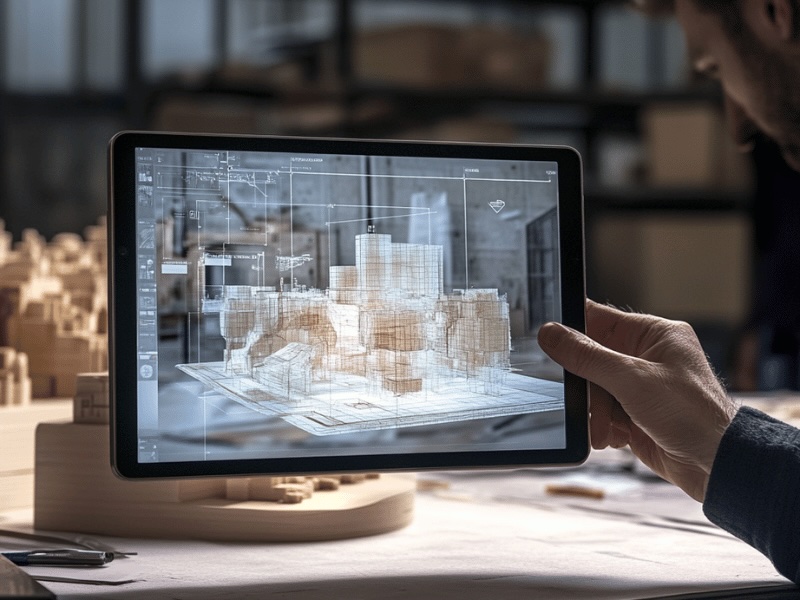 designer using ar on a tablet