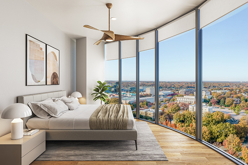 interior rendering with view