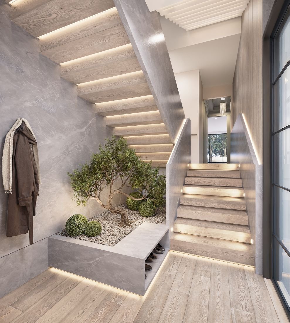 luxury staircase interior rendering los angeles