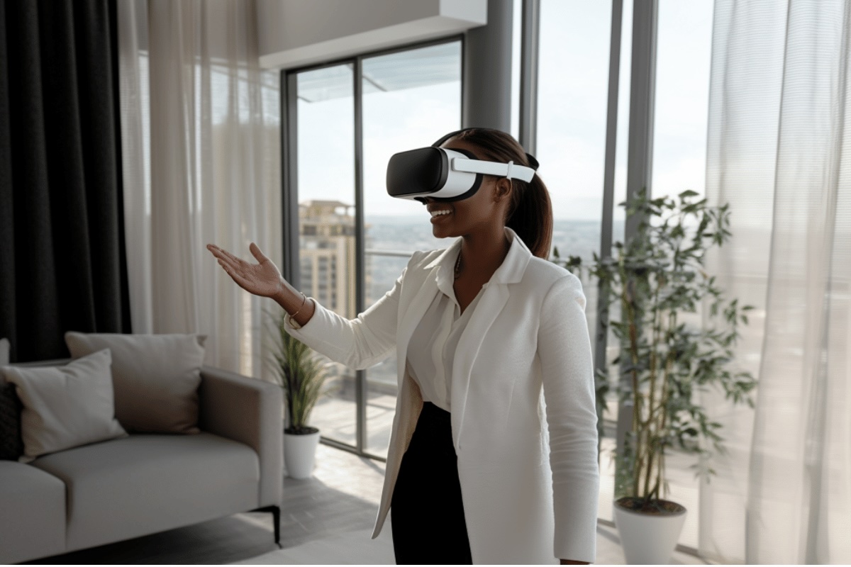 real estate agent using a vr tour