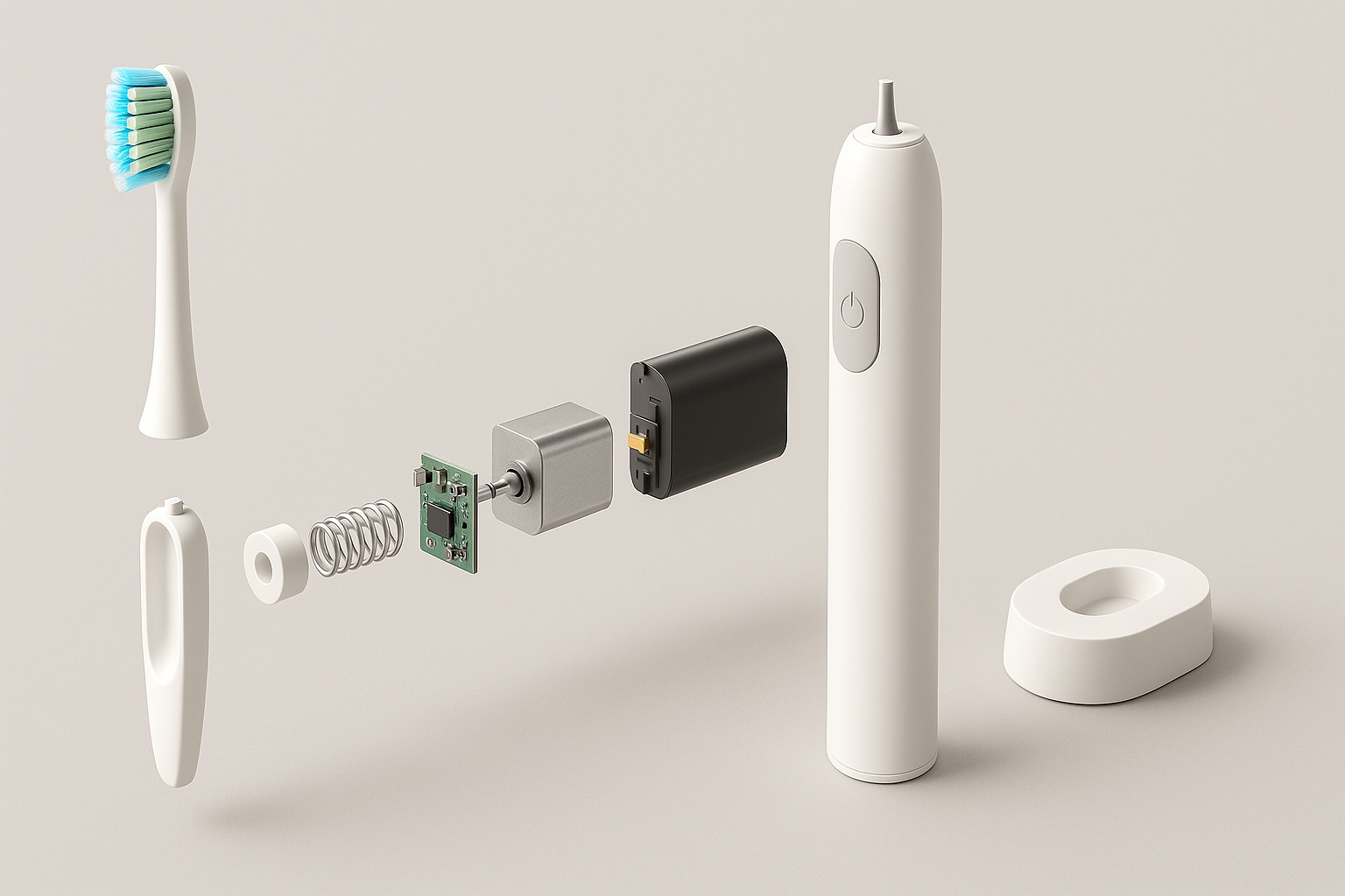 What Is an Exploded View Rendering? 1 exploded view of a tooth brush