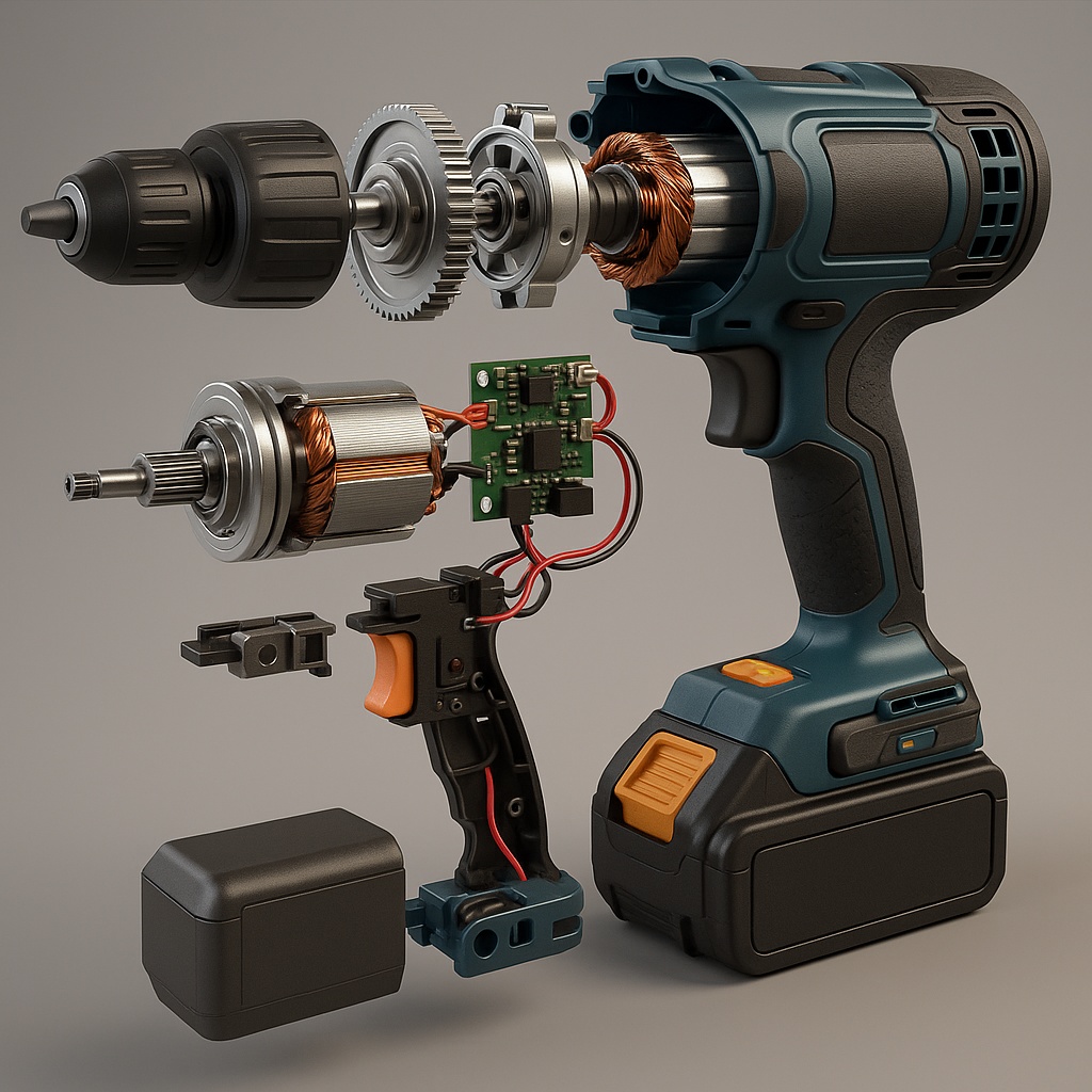 What Is an Exploded View Rendering? 2 exploded view of an electric drill
